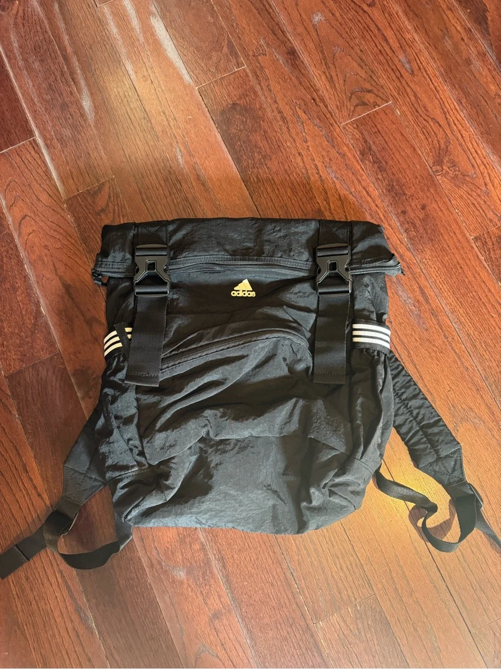 adidas Black Roll-Top Backpack with Gold Logo